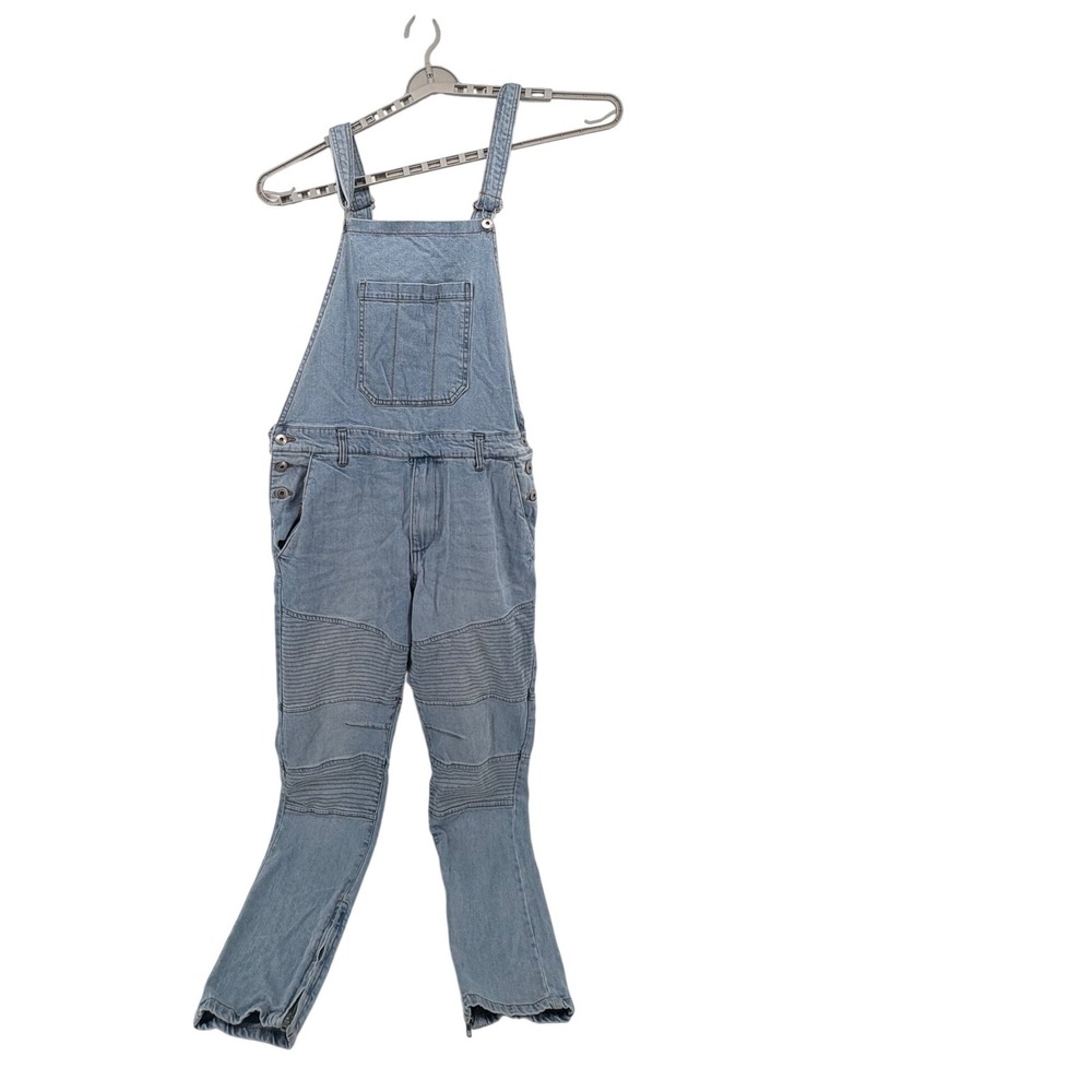 Forever 21 Men Light Wash Denim Moto Biker Overalls Jeans Size No Size‎ Tag